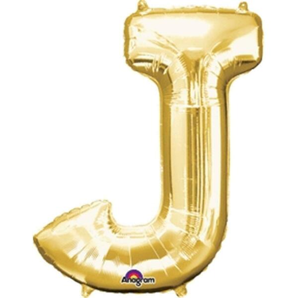 Anagram 33 in. Letter J Gold Supershape Foil Balloon 78409